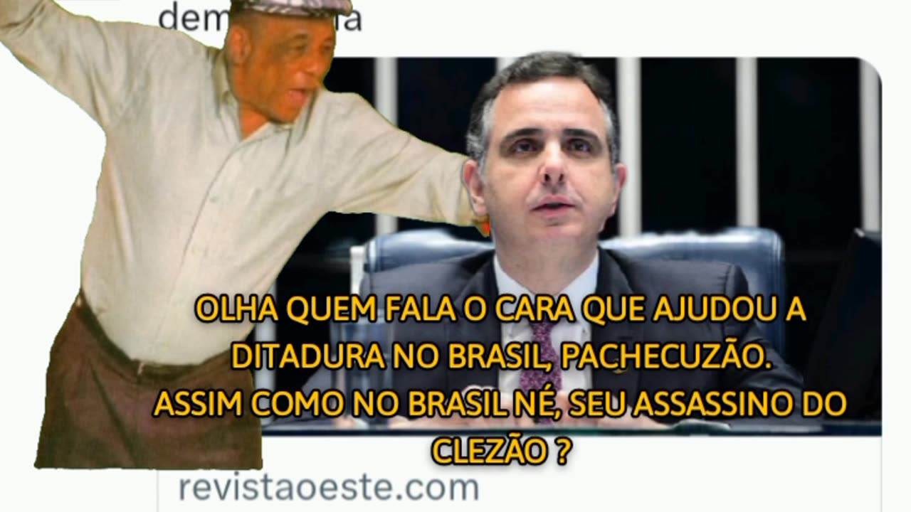 O Ditador do senado: O cara que ajudou o regime da toga e do Lula Ladrão, Pachecuzão assassino do clezão falando da Venezuela se afastando do democracia, o Brasil faz tempo né seu assassino !