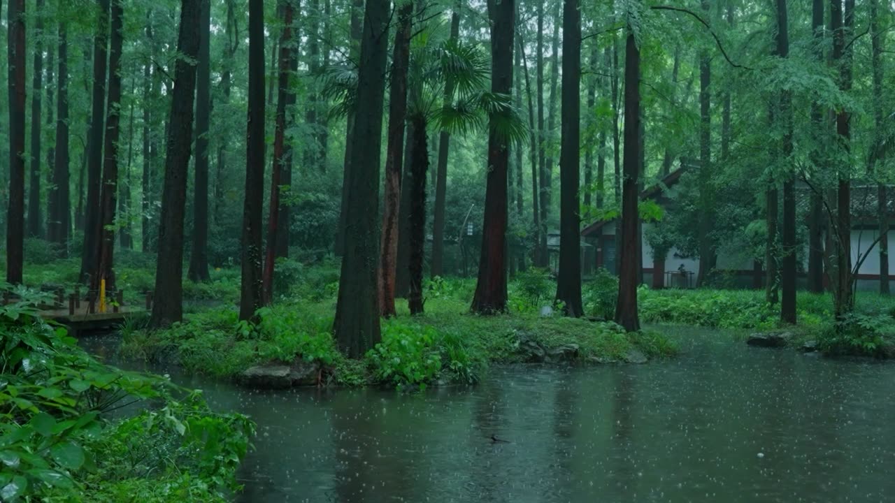 The beautiful forest is raining, sleep, relax, meditate, study, work, ASMR