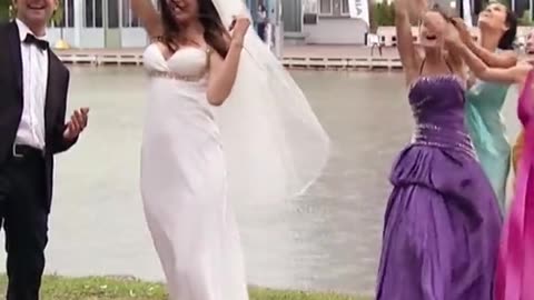 Throwing wedding boquet prank