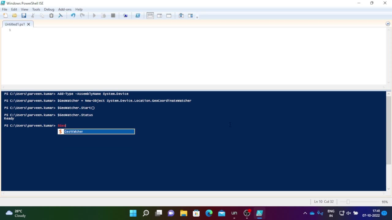 Getting GPS coordinates with PowerShell