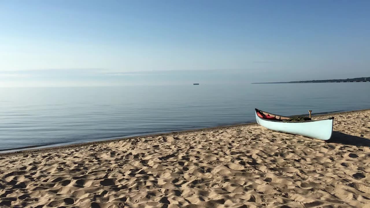 Beach view in East Tawas, Michigan of Lake Huron