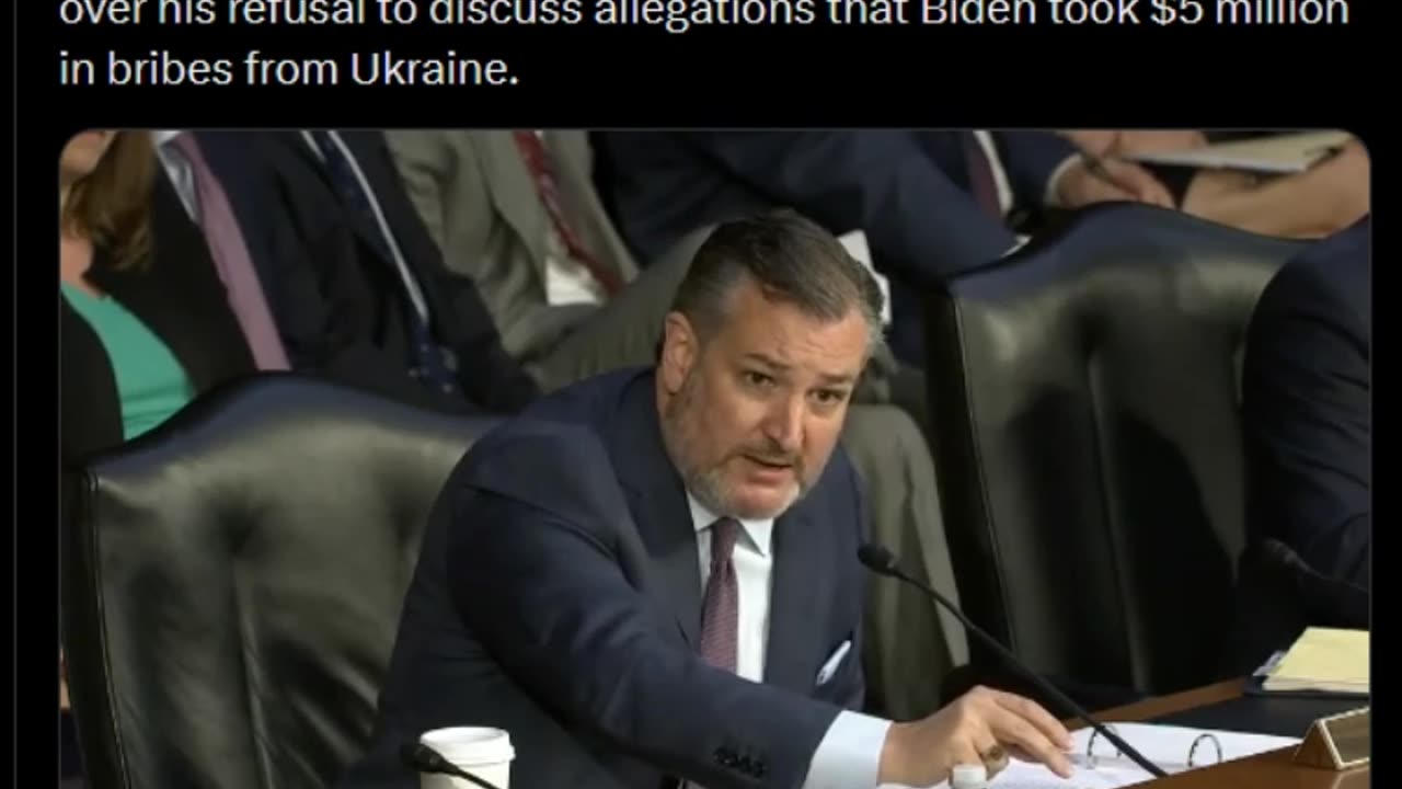 Senator Cruz DESTROYS Director of FBIs refusal to discuss allegations,Biden took $5MILL. in bribes!