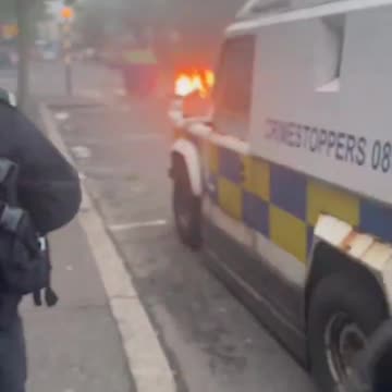 Apocalyptic scenes from Belfast as a Police Tannoy wants protestors that will be fired