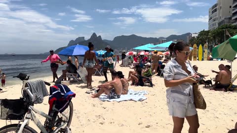 Hot day In Ipanema beach Brazil beach walk 1080P