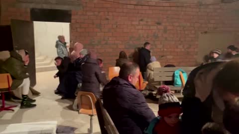 Kyiv residents seek shelter in church