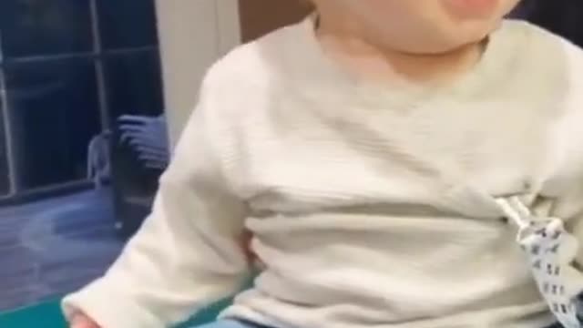 Cute baby hilarious laughing