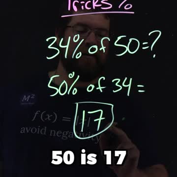 Easy Math Trick to Calculate Percents | 34% of 50 | Minute Math Tricks Part 132 #shorts