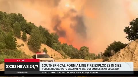 California Line Fire quadruples in size, thousands flee