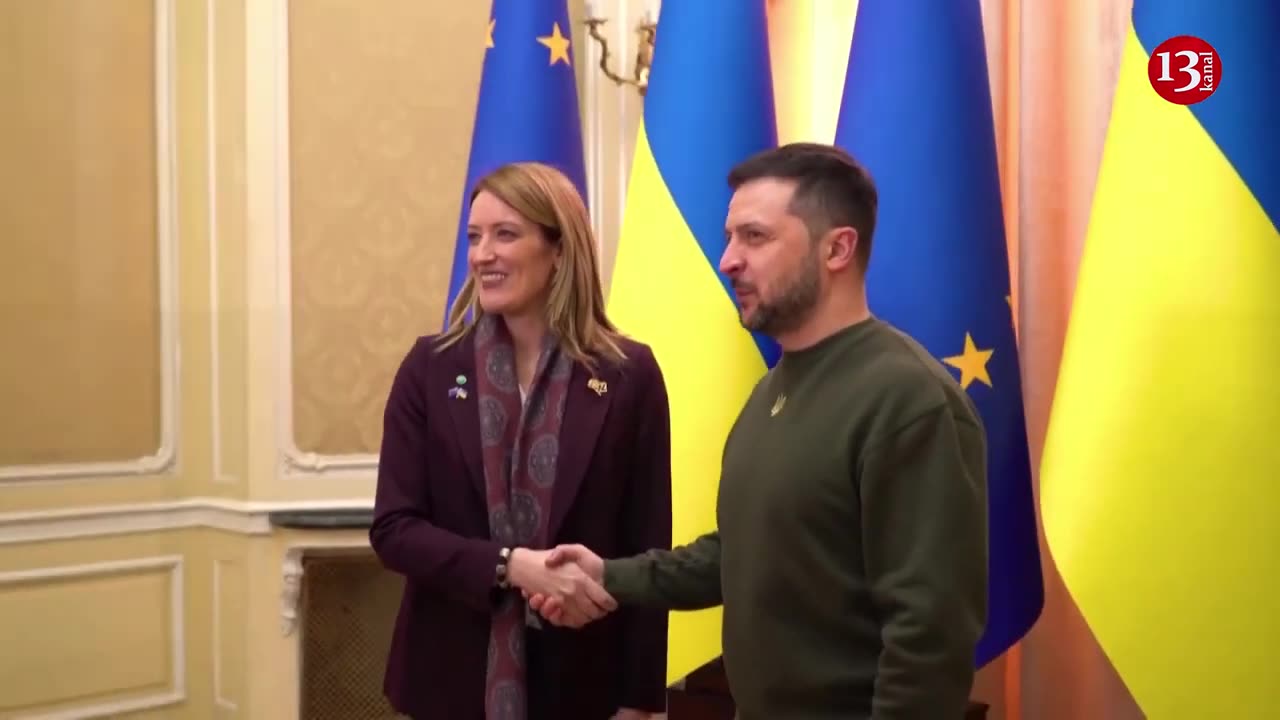 European Parliament president meets Ukraine's Zelenskiy in Lviv