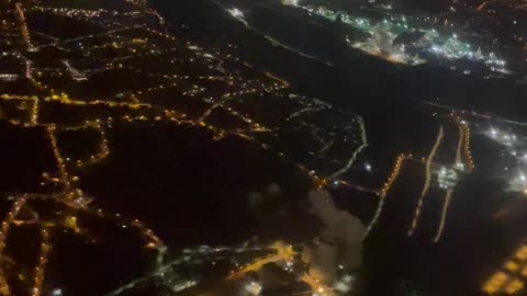 Brussels view during night from Ryanair airline