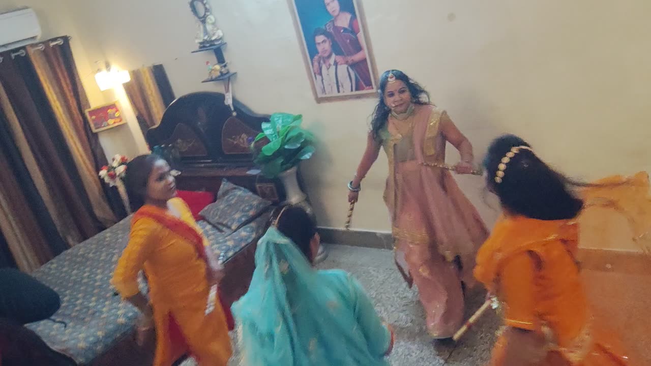 Decorated room and indian traditional dance