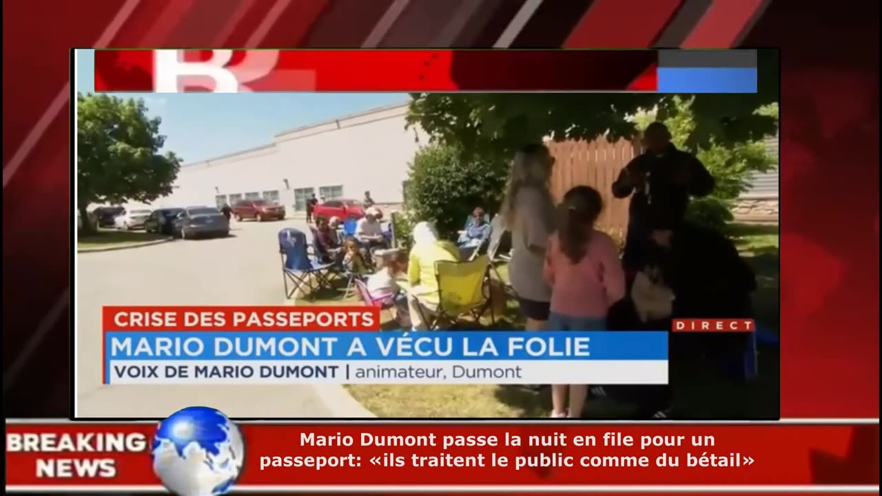 MARIO DUMONT JOURNALISTE DE TVA NOUVELLES PASSE LA NUIT EN FILE POUR UN PASSEPORT