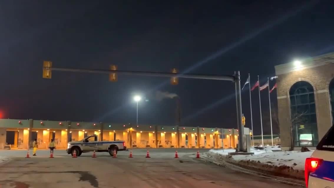 No traffic in sight last night at the Ambassador Bridge. A historic moment for the busiest border crossing in North America. The bridge is mostly closed