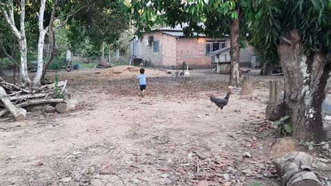 two year old running after the geese see for yourself