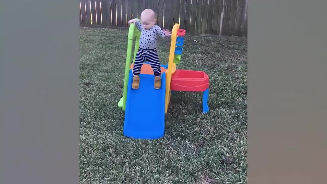 Funny Babies Playing Slide Fails