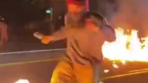 CLASSIC ANTIFA MEMBER SETS HIMSELF ON FIRE