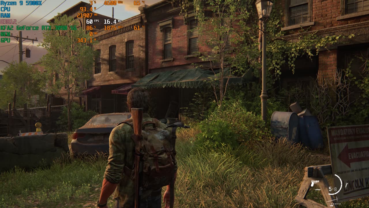 §018-RTX 3090 - The last of Us - Part I at 1440p , DLSS off, VRAM 14GB+ of use, RAM 21GB+ of use