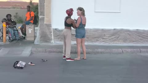 Las Vegas homeless street fight ￼