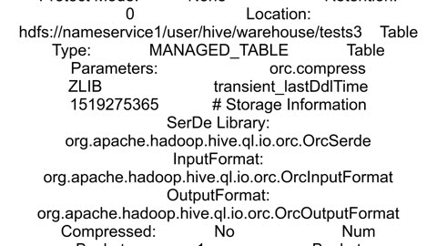 How to check if ZLIB compression is enabled in hive tables