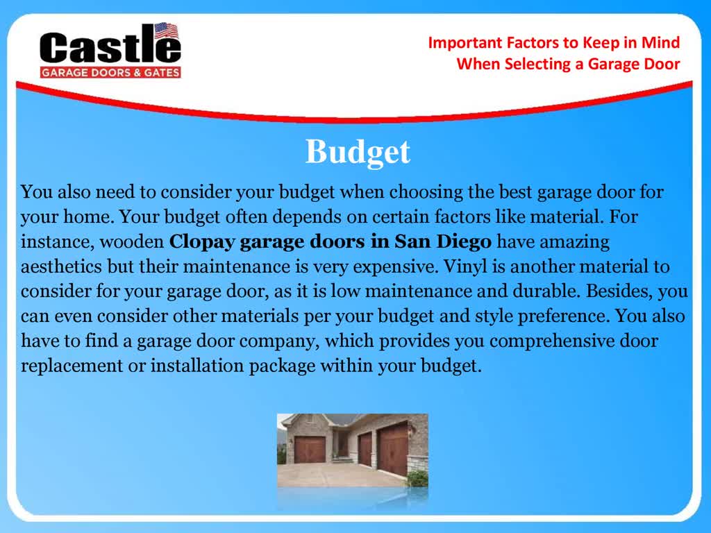 Important Factors to Keep in Mind When Selecting a Garage Door