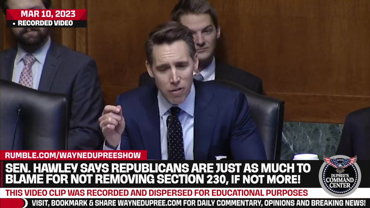 Hawley Calls Out GOP Over Reluctance To Reform Section 230