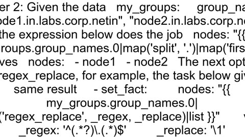 Ansible How to use split strings based on a delimiter using maps for items present in list