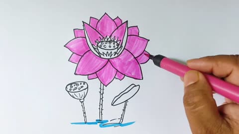 Easy water lily drawing by U. U দিয়ে সহজে শাপলা ফুল আকাঁ শিখুন। শাপলা ফুল।