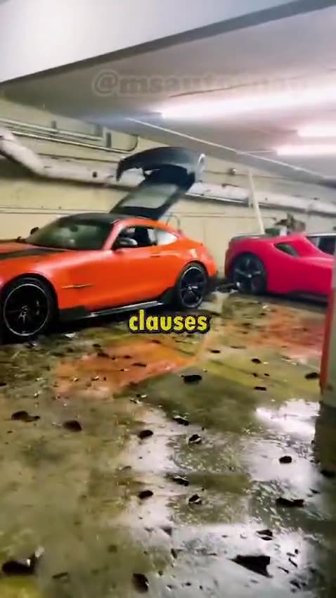 Luxury cars destroyed in Dubai weather event
