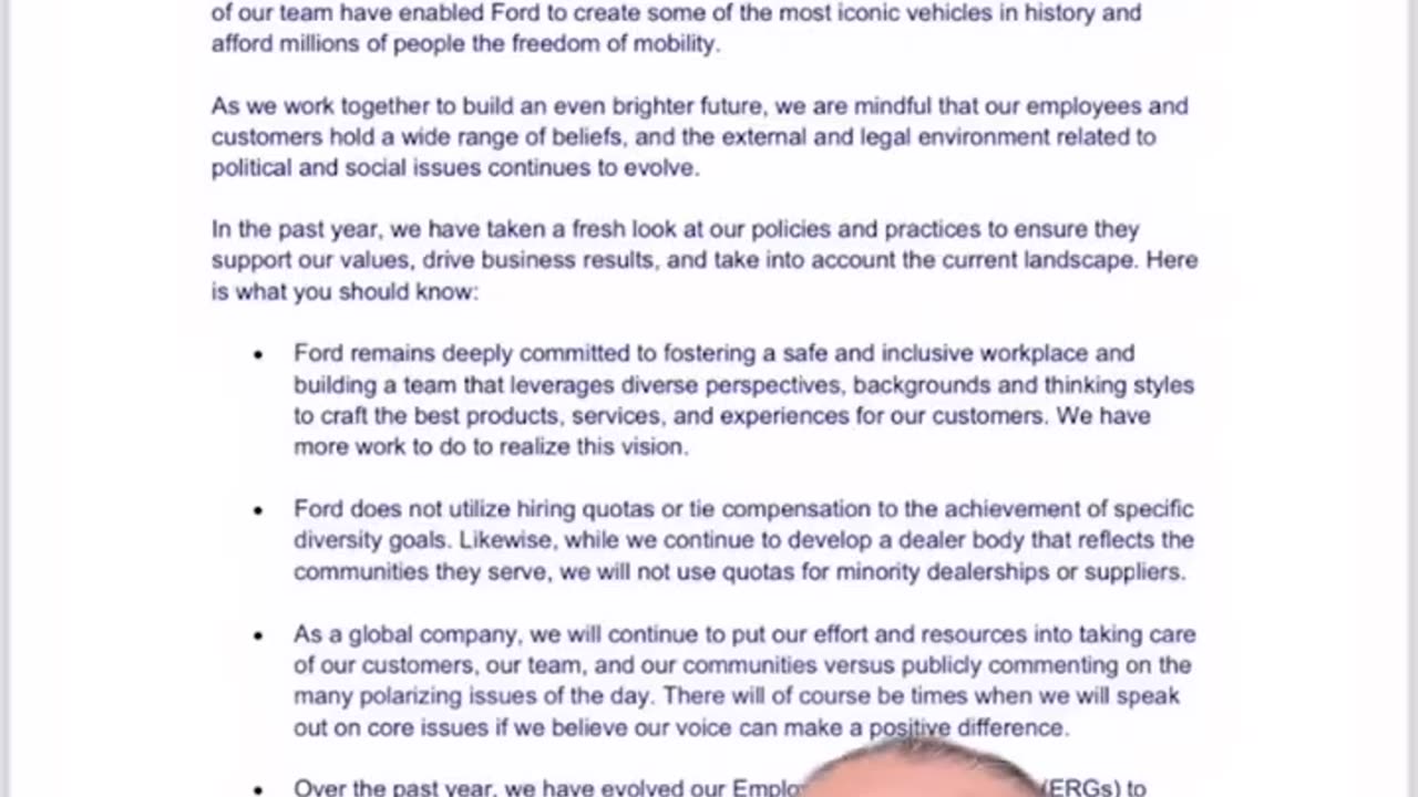 Robby Starbuck gets a letter from Ford. They are getting away from DEI.