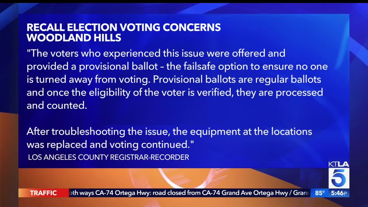 Update to Voting Problems in California Recall | Video Link to Elder/McGowan Press Conference