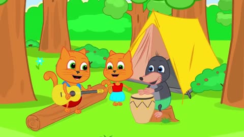 Cats Family in English - Dinosaur Ride Cartoon for Kids