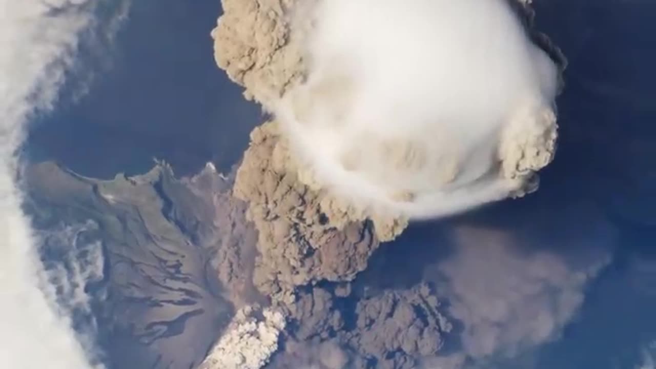 Sarchev Volcano Eruption from the international space station