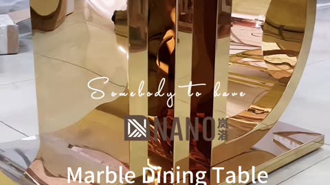 Luxury golden stainless steel marble dining table for big size