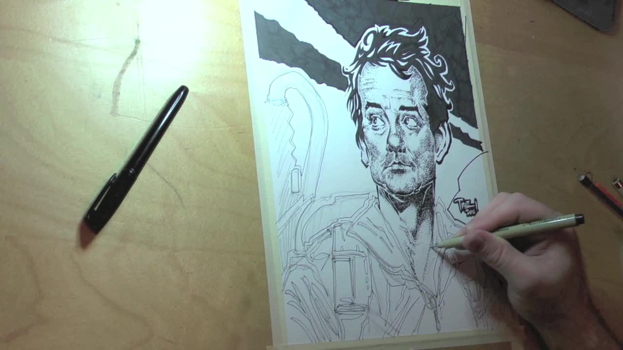 Time lapse: Incredibly detailed portait of Bill Murray