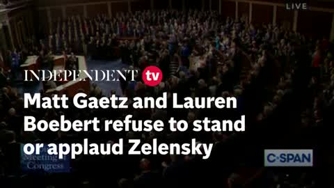 Matt Gaetz and Lauren Boebert refuse to stand or applaud Zelensky