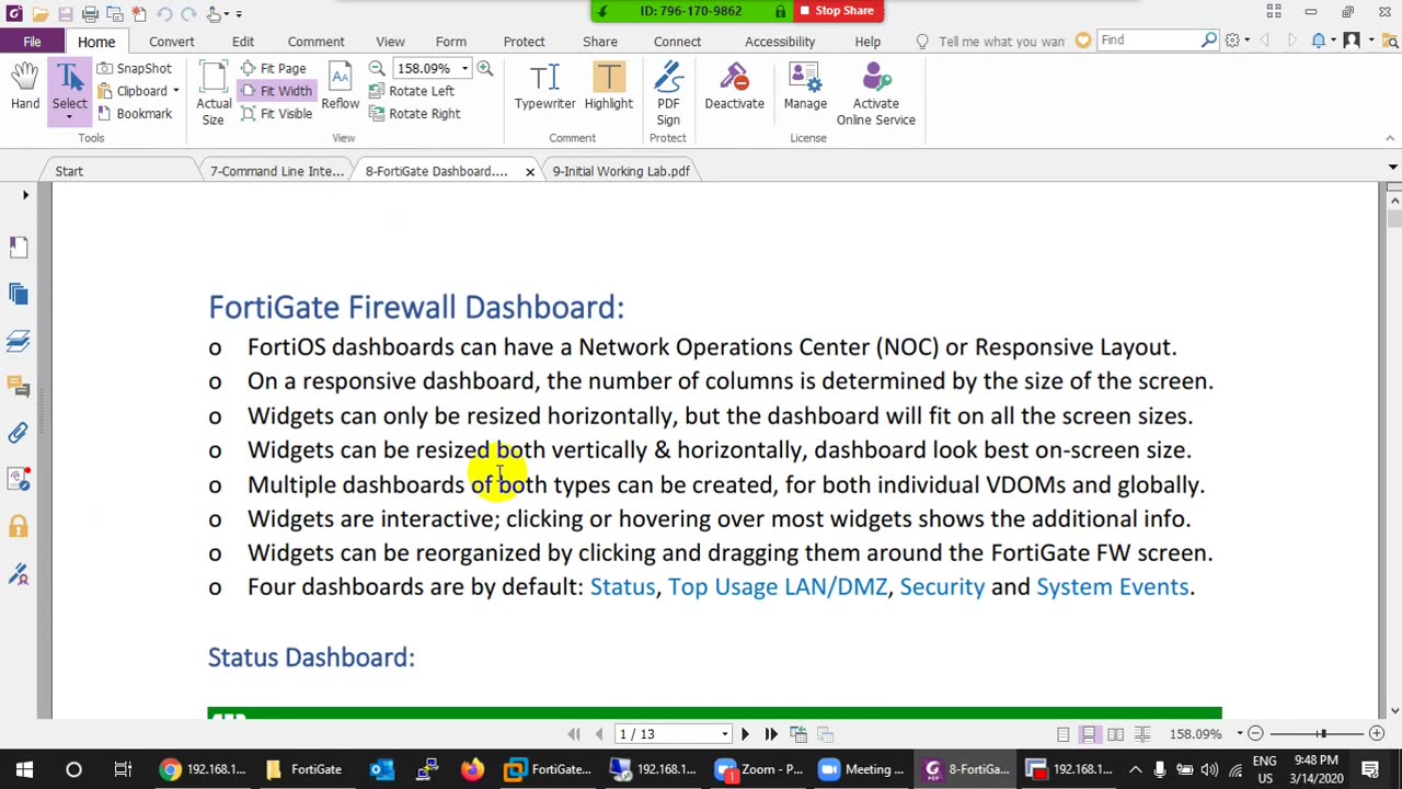 Fortinet Firewall Lecture 8_ Dashboard In Fortigate