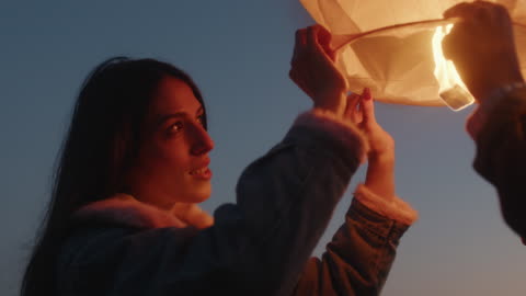 Holding Chinese Lantern