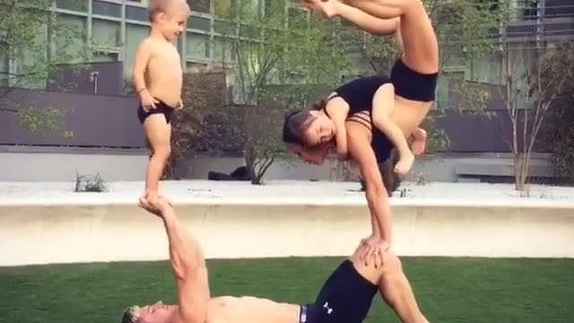 Acrobat parents entertain kids in best possible way