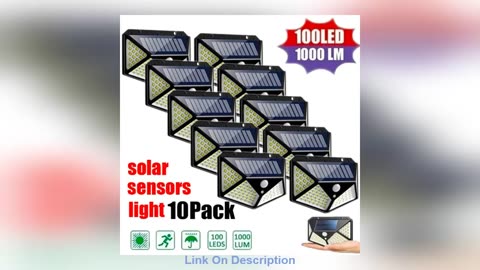 1/2/4/8/10PCS 100 LED Solar Power Wall Light Motion Sensor