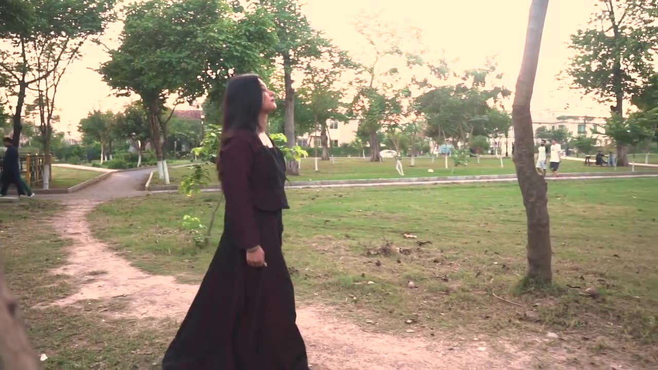 Model girl walking in the park