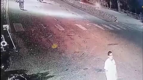 Cyclist gets knocked out cold..