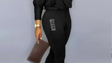 Off-the-shoulder jumpsuit with rhinestone letter design