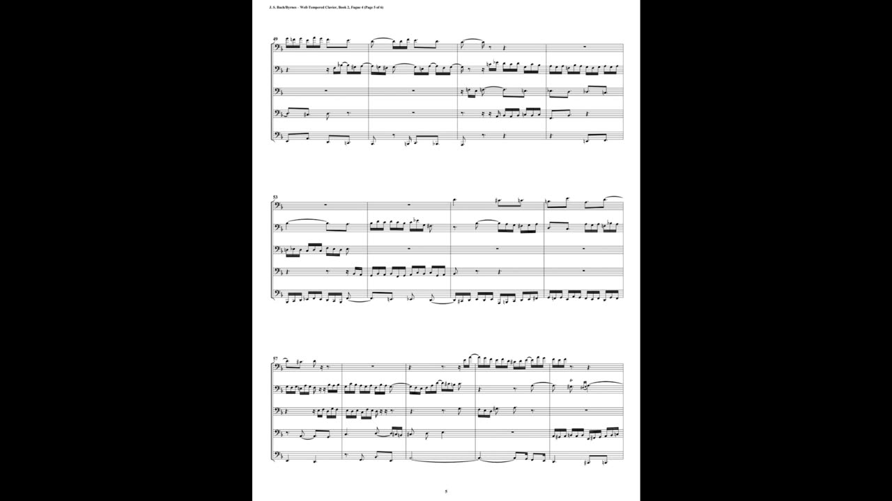 J.S. Bach - Well-Tempered Clavier: Part 2 - Fugue 04 (Euphonium-Tuba Quintet)