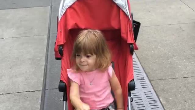 Little girl hilariosly dancing at MANHATTAN,nyc