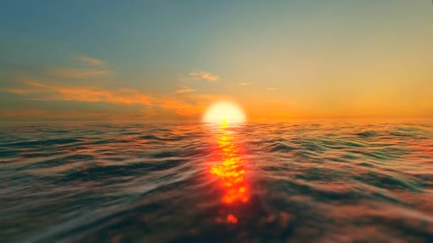 wonderful perspective on the sunset in the ocean waves