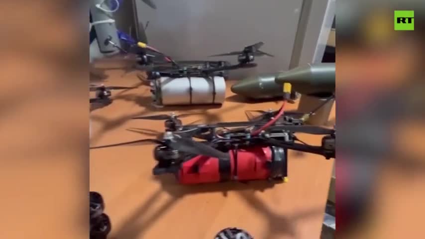 Ukrainian soldier shows off purported chemical weapons drones