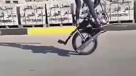 One wheel bike riding