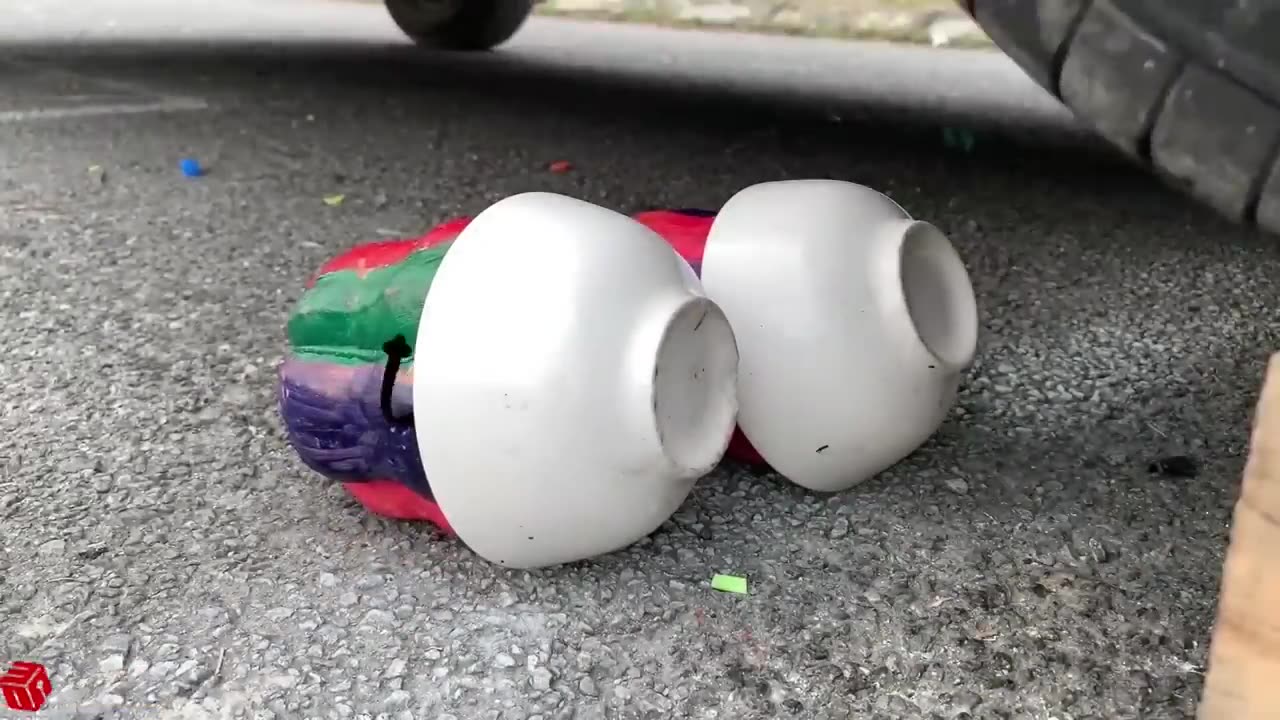 Experimenting Jelly Tootpaste Coca cola soft things crushing by car