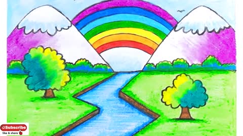 Draw Easy Rainbow Scenery/Drawing Easy Scenery with Rainbow