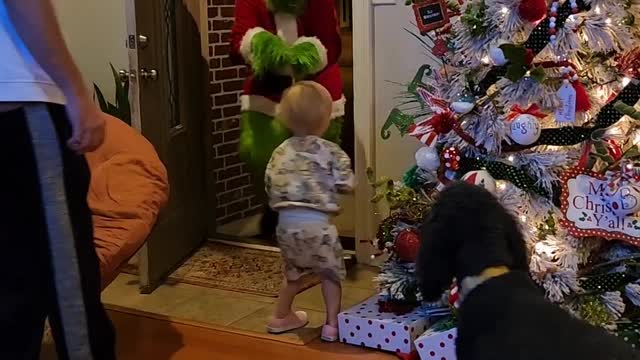 Child Horrified by Grinch Stealing Presents